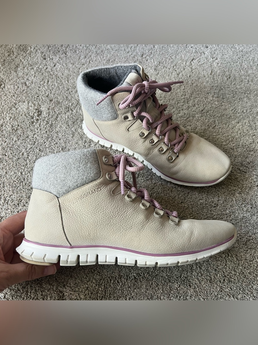 Cole Haan Women's Size 9 ZeroGrand Explorer Boot Waterproof Hiker Cream Beige